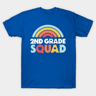 Cute School Teacher 2nd Grade Squad with Retro Rainbow and Hearts T-Shirt